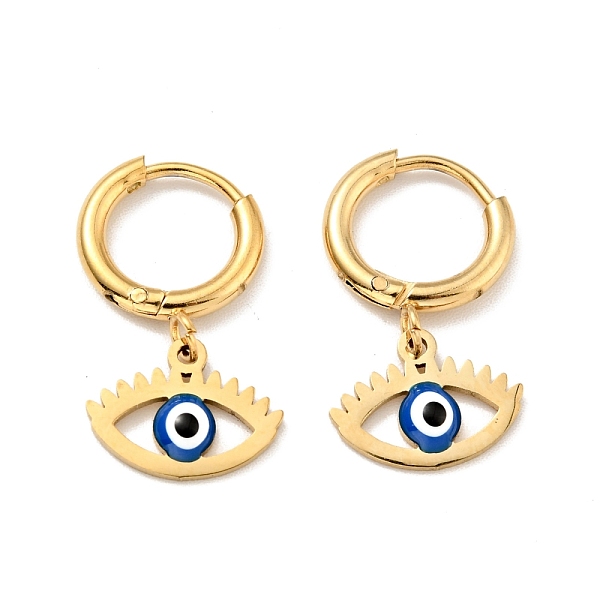 

PandaHall Enamel Horse Eye Dangle Hoop Earrings, Gold Plated 304 Stainless Steel Jewelry for Women, Blue, 22mm, Pin: 1mm 304 Stainless Steel...