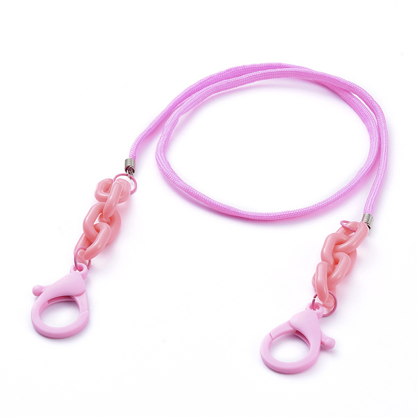 

PandaHall Personalized Dual-use Items, Necklaces or Eyeglasses Chains, with Polyester & Spandex Cord Ropes, Iron Cord End, Acrylic Linking..., Pink