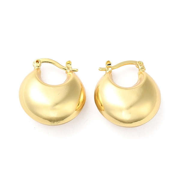 

PandaHall Brass Flat Round Thick Hoop Earrings for Women, Golden, 23x20x10mm, Pin: 0.8~1mm Brass