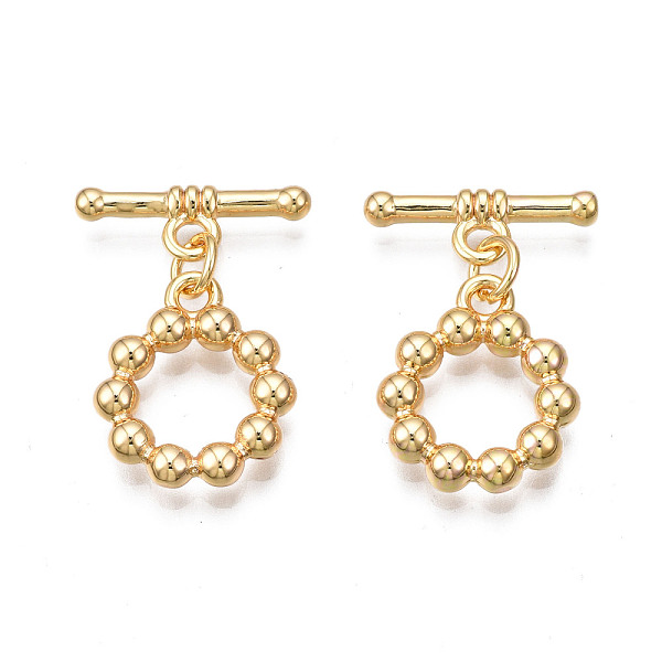 

PandaHall Brass Toggle Clasps, Cadmium Free & Nickel Free & Lead Free, Ring, Real 18K Gold Plated, 24.5mm long, Bar: 6x17x3mm, hole: 2mm...