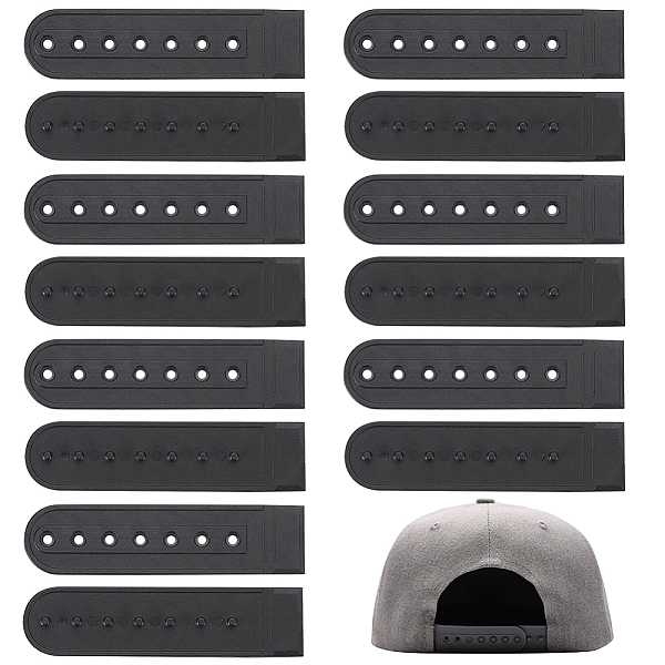 PandaHall BENECREAT 48 Pairs Black Plastic Snapback Strap with 7 Holes, Hat Caps Replacement Fasteners Buckle, Strap Extender for Hat...
