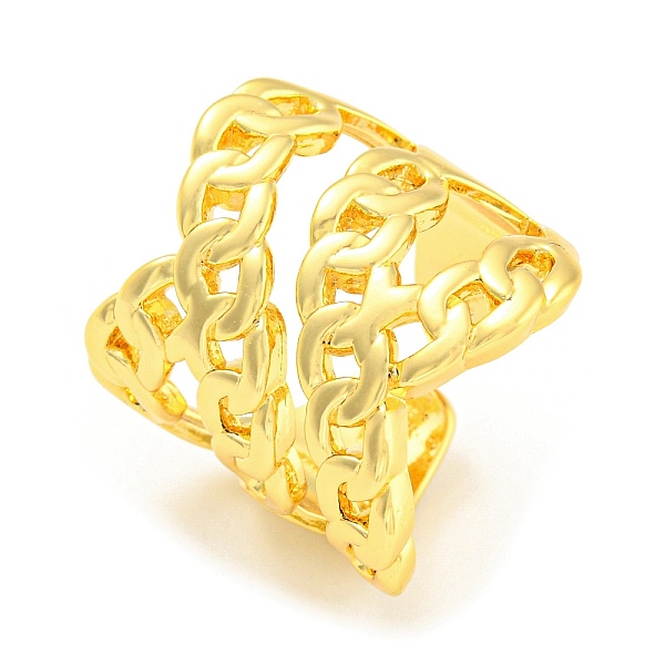 

PandaHall Rack Plating Brass Curb Chains Open Cuff Rings, Long-Lasting Plated, Lead Free & Cadmium Free, Real 18K Gold Plated, US Size 7 1/4...