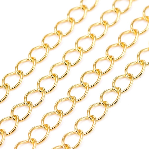 

PandaHall Brass Twisted Chains, Curb Chains, Soldered, with Spool, Lead Free & Nickel Free & Cadmium Free, Golden, 4x3x0.45mm, about 301.83...