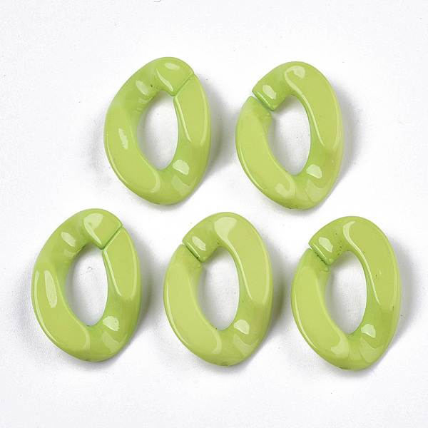 

PandaHall Opaque Acrylic Linking Rings, Quick Link Connectors, for Curb Chains Making, Twist, Light Green, 30x21x6mm, Inner Diameter: 16x8mm...