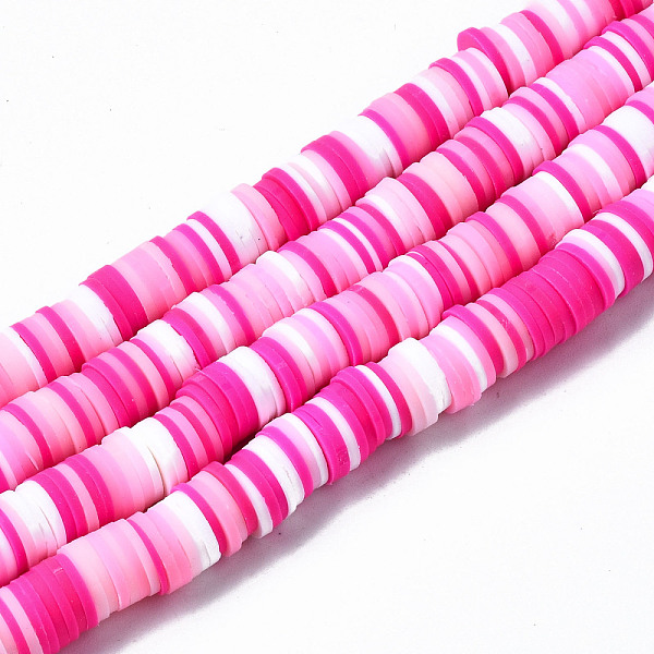 

PandaHall Handmade Polymer Clay Beads Strands, for DIY Jewelry Crafts Supplies, Heishi Beads, Disc/Flat Round, Magenta, 8x0.5~1mm, Hole: 2mm..., Pink