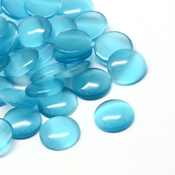 

PandaHall Cat Eye Cabochons, Half Round/Dome, Deep Sky Blue, 6x2.5mm Glass Half Round Blue