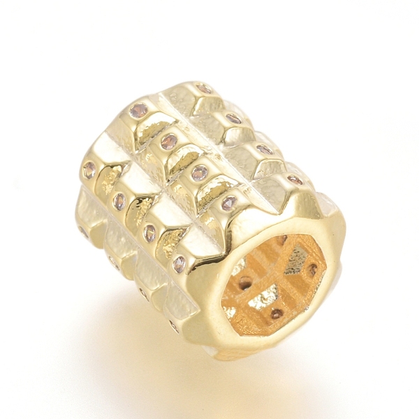 

PandaHall Brass Micro Pave Cubic Zirconia Beads, Column, Clear, Golden, 10.5x9mm, Hole: 5.5mm Brass+Cubic Zirconia Column Clear