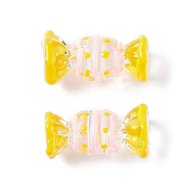 

PandaHall Transparent Acrylic Beads, with Enamel, Candy, Yellow, 29.5x14x15.5mm, Hole: 5mm Acrylic Candy Yellow