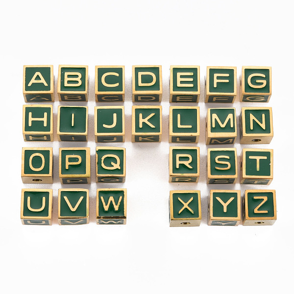 

PandaHall 304 Stainless Steel Beads, with Enamel, Pink, Cube with Letter, Golden, Letter A~Z, 7x7x7mm, Hole: 2mm 304 Stainless Steel Letter...