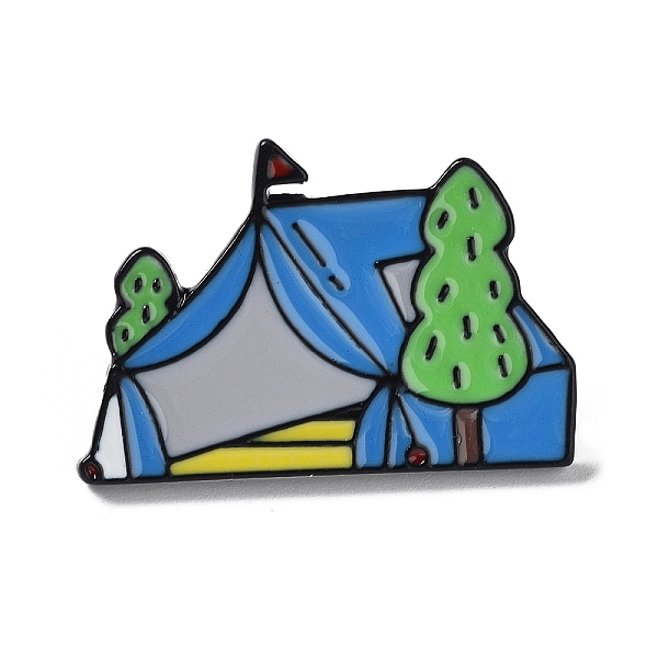 

PandaHall Picnic Theme Enamel Pins, Black Alloy Badge for Backpack Clothes, Tent, 19x28x1.7mm Alloy+Enamel Others