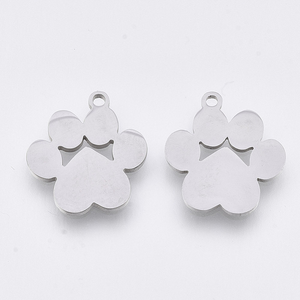 

PandaHall 201 Stainless Steel Pendants, Laser Cut Pendants, Dog Paw Prints, Stainless Steel Color, 16.5x15x1mm, Hole: 1.4mm 201 Stainless...