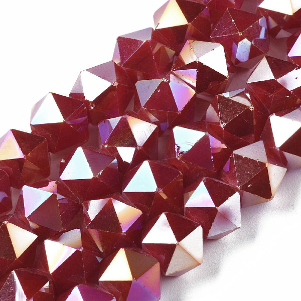 

PandaHall Electroplate Glass Beads Strands, AB Color Plated, Faceted, Star Cut Round Beads, Dark Red, 8x6.5x4mm, Hole: 1.2mm, about...