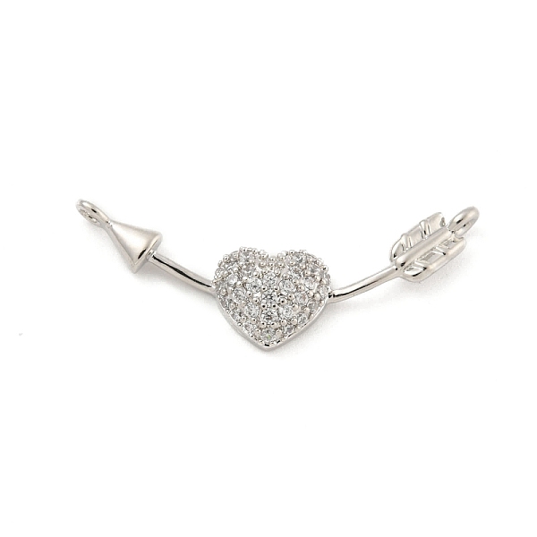 

PandaHall Brass Micro Pave Clear Cubic Zirconia Connector Charms, Heart Links with Arrow, Platinum, 8x27.5x3mm, Hole: 1.2mm Brass+Cubic...