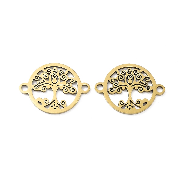 

PandaHall Ion Plating(IP) 201 Stainless Steel Connector Charms, Flat Round with Tree of Life Links, Golden, 20x15x1mm, Hole: 1.6mm 201...