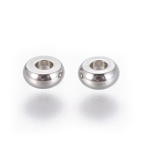 

PandaHall Rondelle 304 Stainless Steel Beads, Stainless Steel Color, 6x3mm, Hole: 2mm 304 Stainless Steel Flat Round