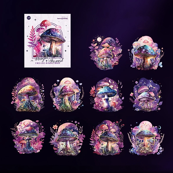 

PandaHall PET Plastic Decorative Paper Stickers, for Scrapbooks, Notebook, Journal, Card Making, Album, Calendars, DIY Crafts, Mushroom..., Purple