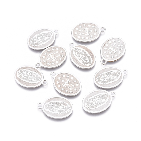 

PandaHall 304 Stainless Steel Charms, Laser Cut, Oval with Virgin Mary, Stainless Steel Color, 16x10.5x0.7mm, Hole: 1.5mm 304 Stainless...