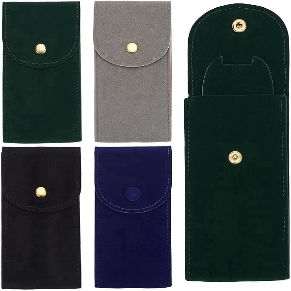 4Pcs 4 Styles Rectangle Velvet Single Watch Storage Bag