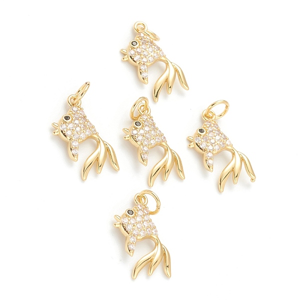 

PandaHall Brass Micro Pave Clear Cubic Zirconia Pendants, Long-Lasting Plated, with Jump Ring, Fish, Golden, 17x15.5x2.5mm, Hole: 3.5mm...