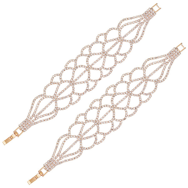 

PandaHall Fingerinspire 2Pcs Crystal Rhinestone Teardrop Link Bracelet, Alloy Jewelry for Women, Light Gold, 6-3/4 inch(17cm) Rhinestone..., Clear