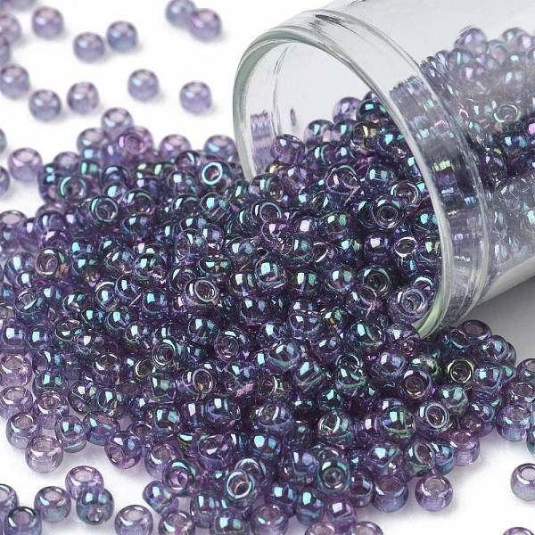 

PandaHall TOHO Round Seed Beads, Japanese Seed Beads, (206) Gold Luster Hydrangea, 8/0, 3mm, Hole: 1mm, about 1111pcs/50g Glass Purple