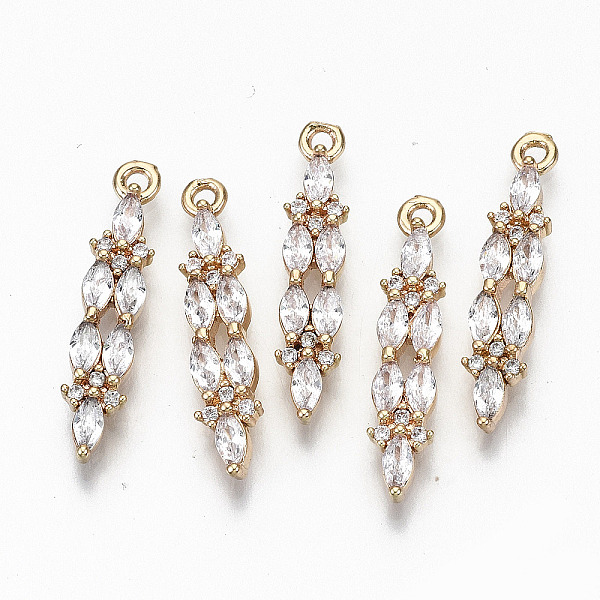 

PandaHall Brass Micro Pave Cubic Zirconia Pendants, Light Gold, Long-Lasting Plated, Cadmium Free & Lead Free, Clear, 22x4.5x2mm, Hole...
