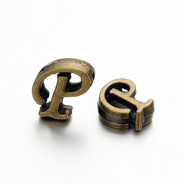 

PandaHall Tibetan Style Antique Bronze Plated Alloy Letter Slide Charms, Nickel Free, Letter.P, 10~12x8~13x4mm, Hole: 2x8mm Alloy Letter P