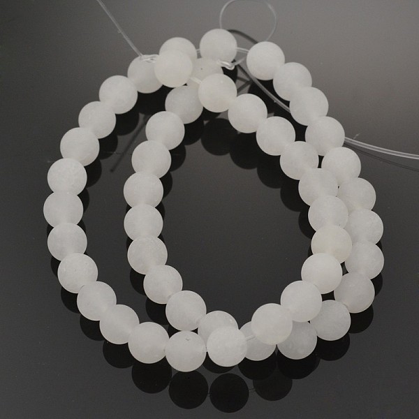 Natural White Jade Round Beads Strands