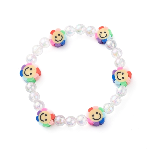 

PandaHall Handmade Polymer Clay Beads Stretch Bracelets for Kids, with Eco-Friendly Transparent Acrylic Beads, Flower, Colorful, Inner...