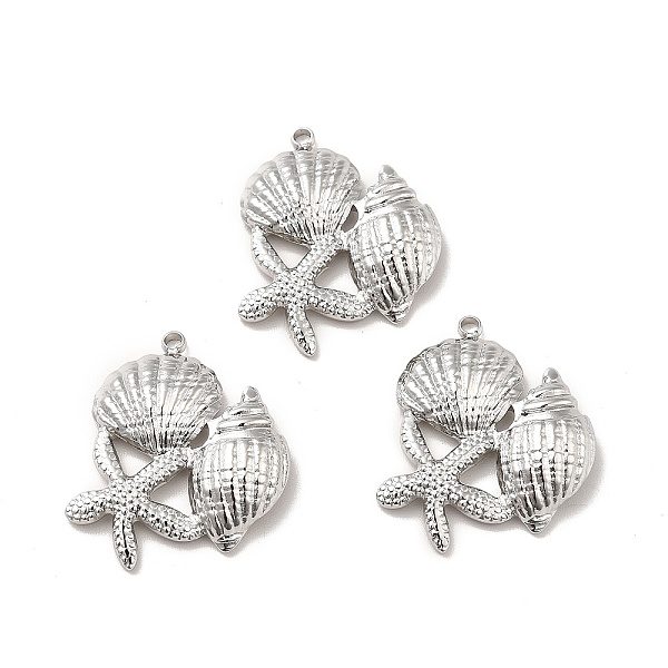 

PandaHall 304 Stainless Steel Pendants, Starfish & Shell Shapes, Stainless Steel Color, 21x20x4mm, Hole: 1.4mm 304 Stainless Steel Starfish