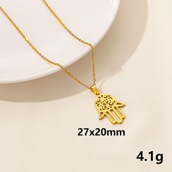 

PandaHall Stainless Steel Hamsa Hand Pendant Necklaces, Cable Chain Necklaces Stainless Steel