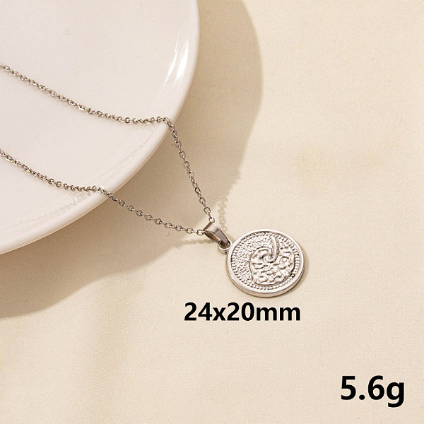 

PandaHall Stainless Steel Flat Round Pendant Necklaces for Women Stainless Steel Flat Round