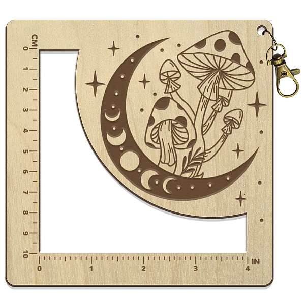 

PandaHall Wooden Square Frame Crochet Ruler, Knitting Needle Gauge, Mushroom, 13x13x0.5cm Wood Mushroom