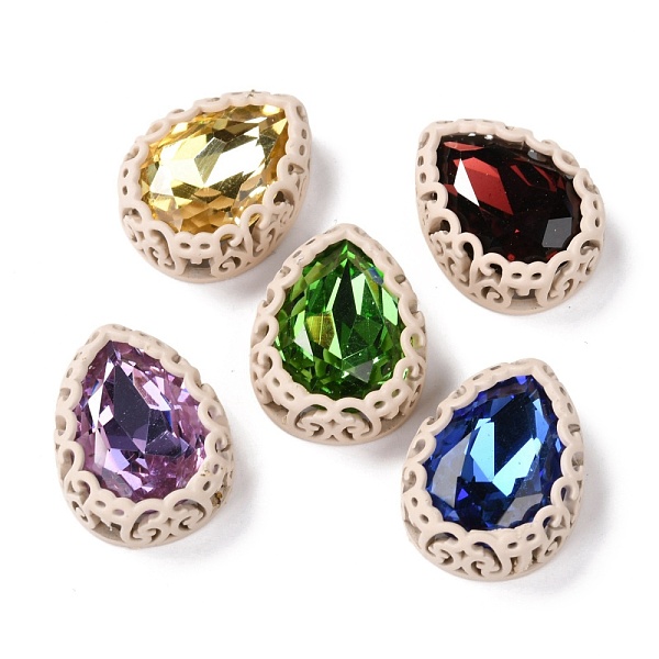 

PandaHall Sew on Rhinestone, Glass Rhinestone, with Brass Findings, Garments Accessories, Teardrop, Mixed Color, Linen, 21x16x7.5mm, Hole..., Brown