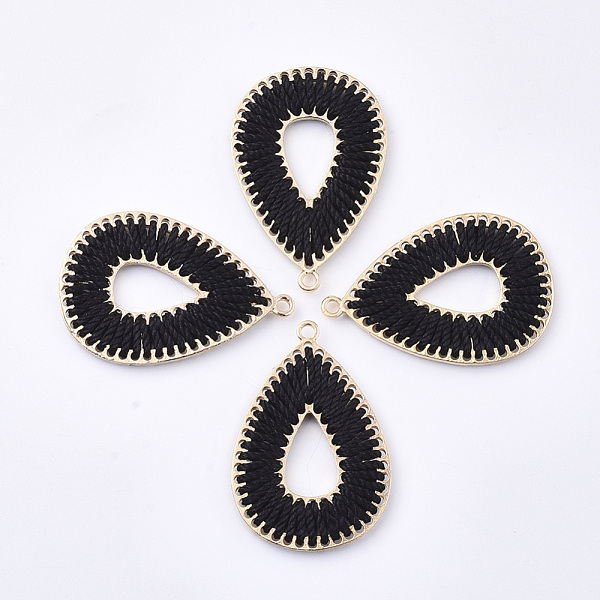 

PandaHall Polyester Thread Woven Pendants, with Golden Plated Alloy Findings, Long-Lasting Plated, Teardrop, Black, 42x28x2.5mm, Hole: 2mm...