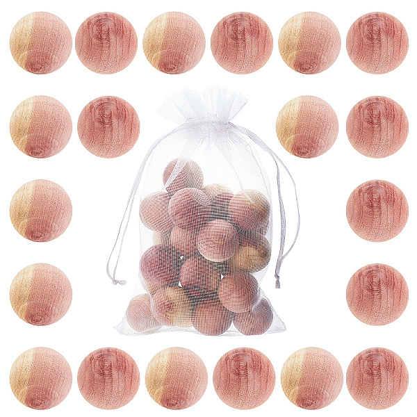 

PandaHall GORGECRAFT 24Pcs Red Cedar Balls Natural Cedarwood Closet Freshener Wooden Round Space Blocks Aromatic Chips Hanger Beads for...