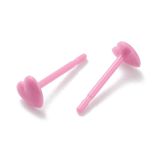 

PandaHall Eco-Friendly Plastic Stud Earrings, Heart, Old Rose, 4x4.5x1mm, Pin: 0.8mm Plastic Heart