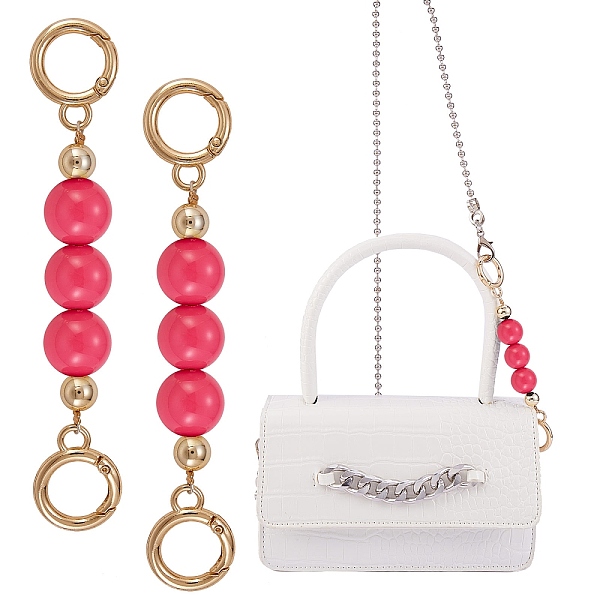 

PandaHall Bag Extension Chain, with ABS Plastic Beads and Light Gold Alloy Spring Gate Rings, for Bag Replacement Accessories, Fuchsia..., Pink