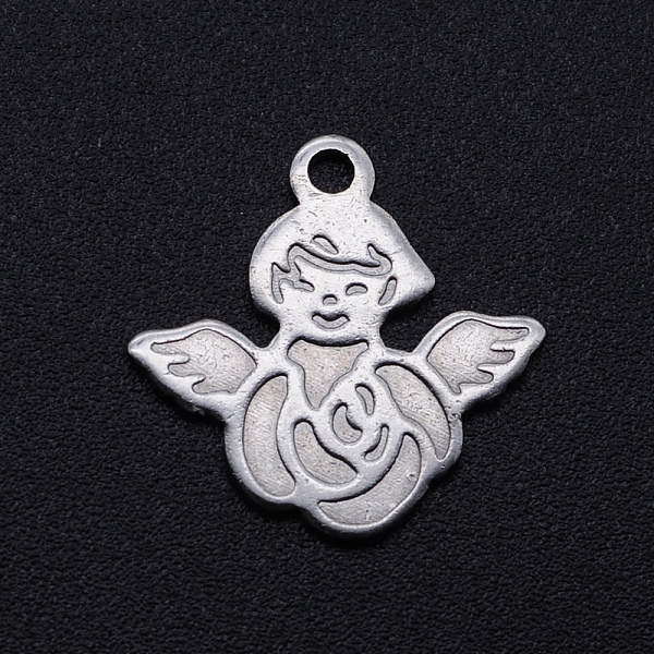 

PandaHall 201 Stainless Steel Pendants, Angel, Stainless Steel Color, 16.5x16.5x1mm, Hole: 1.6mm 201 Stainless Steel Angel & Fairy