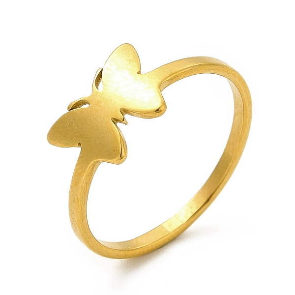 

PandaHall Ion Plating(IP) Classic 201 Stainless Steel Finger Rings for Women, Butterfly, Golden, 1.5mm, Inner Diameter: 17mm 201 Stainless...