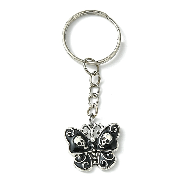 

PandaHall Alloy Pendant Keychain, with Iron Split Key Rings, Butterfly, 7.1cm Alloy Butterfly Black