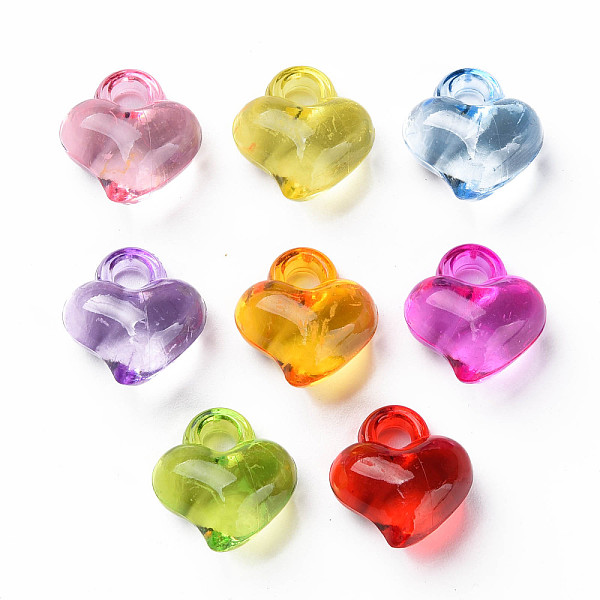 

PandaHall Transparent Acrylic Pendants, Heart, Mixed Color, 15.5x14x9.5mm, Hole: 2.5mm Acrylic Heart Multicolor