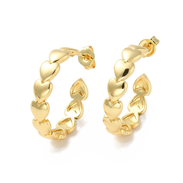 

PandaHall Rack Plating Brass Heart Wrap Stud Earrings, Half Hoop Earrings for Women, Cadmium Free & Lead Free, Real 18K Gold Plated, 22x5mm...