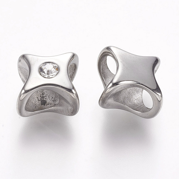 

PandaHall 304 Stainless Steel Slide Charms, with Rhinestone, Star, Stainless Steel Color, 11x11x8.5mm, Hole: 5.5x5.5mm 304 Stainless Steel..., Clear