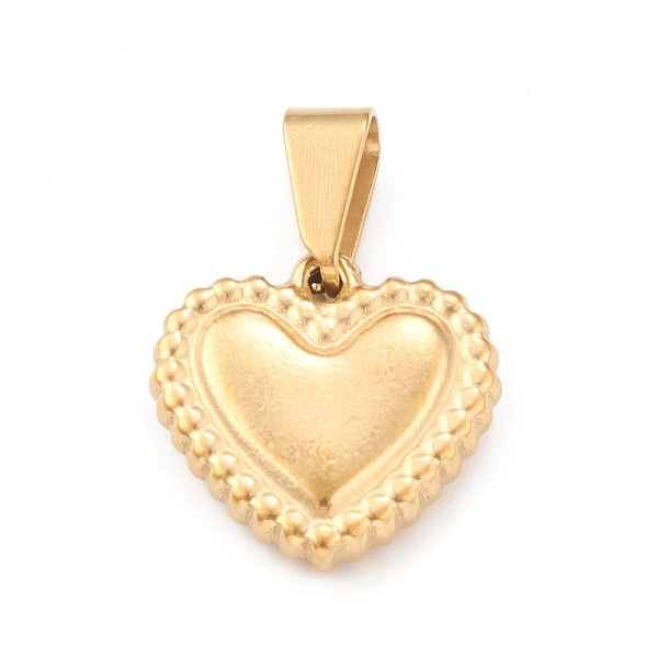 

PandaHall Ion Plating(IP) 304 Stainless Steel Pendants, Heart Charm, Golden, 15x15x3.5mm, Hole: 4x8mm 304 Stainless Steel Heart