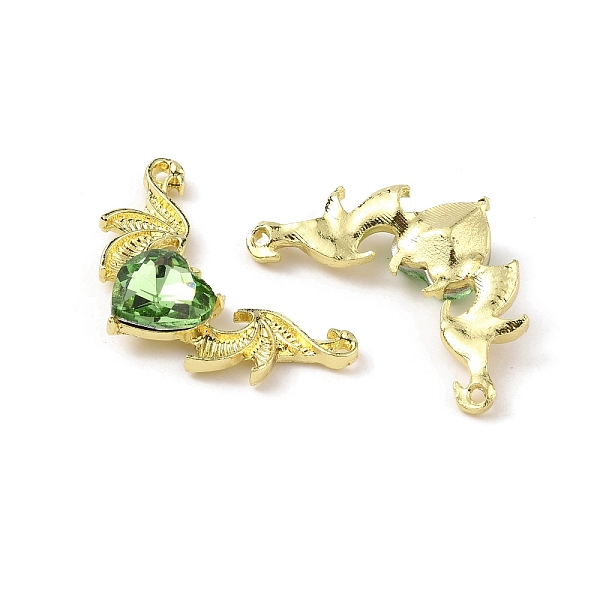 

PandaHall Golden Alloy Connector Charms, with Acrylic Rhinestone, Wing, Peridot, 20x31.5~32x6mm, Hole: 1.4mm Alloy+Rhinestone Wing Green