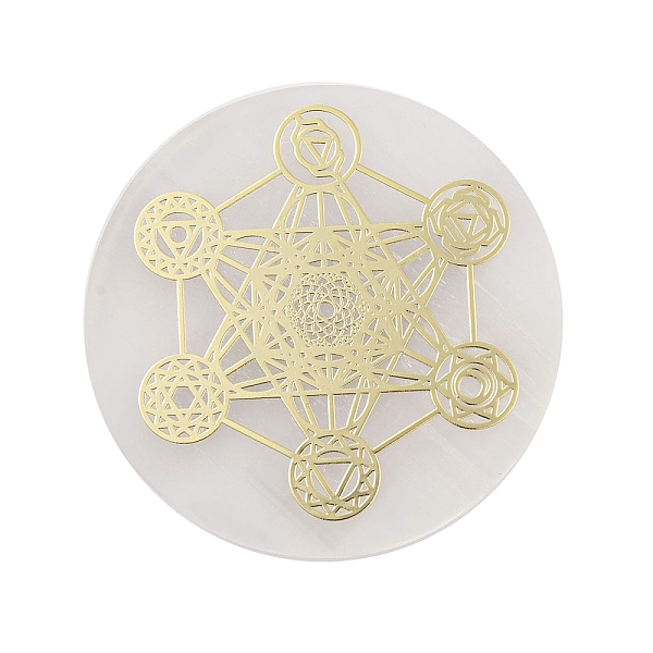 

PandaHall Flat Round Natural Selenite Slice Coasters, Reiki Stone for Chakra Balance, Crystal Healing , Star, 59.5~64x6.5~8mm Selenite Star