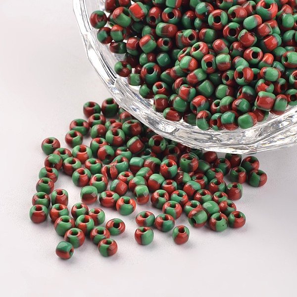 

PandaHall 8/0 Opaque Colours Seep Glass Beads, Round Seed Beads, Green, 2.5~3x2~3mm, Hole: 0.8mm, about 15000pcs/450g Glass Green