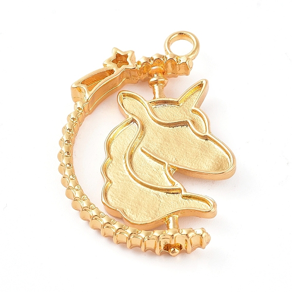

PandaHall Alloy Open Back Bezel Pendants, For DIY UV Resin, Epoxy Resin, Pressed Flower Jewelry, Unicorn, Golden, 32x22x3.5mm, Hole: 3mm...