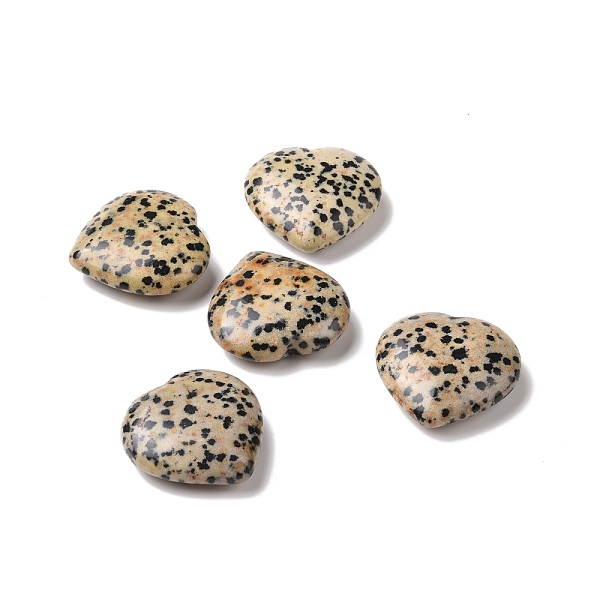

PandaHall Natural Dalmatian Jasper Heart Love Stone, Pocket Palm Stone for Reiki Balancing, 29~29.5x30x10~13.5mm Dalmatian Jasper Heart